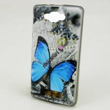 Силиконов калъф / гръб / TPU за Asus Zenfone Max ZC550KL 5.5" - сив / синя пеперуда