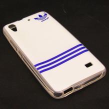 Силиконов калъф / гръб / TPU за Huawei Ascend G620S - бяло и синьо / Adidas
