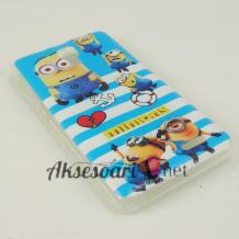 Силиконов калъф / гръб / TPU за Lenovo A536 - синьо и бяло / Миньони / Minions