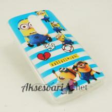 Силиконов калъф / гръб / TPU за LG L Bello D331 - синьо и бяло / Миньони / Minions