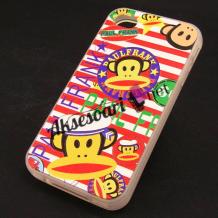Силиконов калъф / гръб / TPU за Apple iPhone 4 / iPhone 4S - цветен / Paul Frank / маймуна