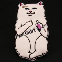 Силиконов калъф / гръб / TPU 3D за Apple iPhone 5 / iPhone 5S - Bad Cat / бял