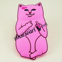Силиконов калъф / гръб / TPU 3D за Apple iPhone 5 / iPhone 5S - Bad Cat / цикламен