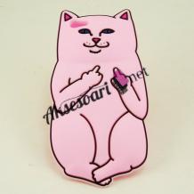 Силиконов калъф / гръб / TPU 3D за Apple iPhone 6 4.7" / iPhone 6S - Bad Cat / розов