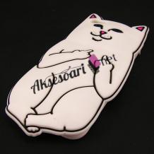 Силиконов калъф / гръб / TPU 3D за Apple iPhone 5 / iPhone 5S - Bad Cat / бял