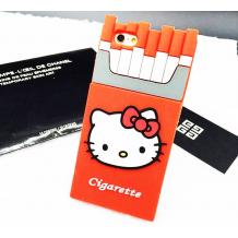 Силиконов калъф / гръб / TPU 3D Hello Kitty Series за Apple iPhone 5 / iPhone 5S - Cigarette / oранжев