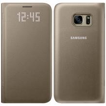 Оригинален кожен калъф LED View Cover за Samsung Galaxy S7 G930 / EF-NG930PFEGWW / - златен