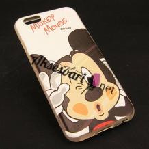 Силиконов калъф / гръб / TPU за Apple iPhone 6 / iPhone 6S - бял / Mickey Mouse