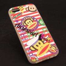 Силиконов калъф / гръб / TPU за Apple iPhone 5 / iPhone 5S - цветен / Paul Frank / маймуна