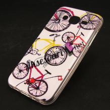 Силиконов калъф / гръб / TPU за Samsung Galaxy J5 / Samsung J5 J500 - бял / велосипеди