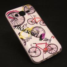 Силиконов калъф / гръб / TPU за Samsung Galaxy J5 / Samsung J5 J500 - бял / велосипеди