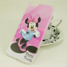 Ултра тънък силиконов калъф / гръб / TPU Ultra Thin за Apple iPhone 6 / iPhone 6S - розов / Minnie Mouse