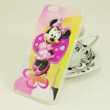 Ултра тънък силиконов калъф / гръб / TPU Ultra Thin за Apple iPhone 6 / iPhone 6S - Minnie Mouse / розово с жълто