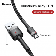 Оригинален USB кабел BASEUS Cafule Cable Micro USB за зареждане и пренос на данни - черен със сребристо