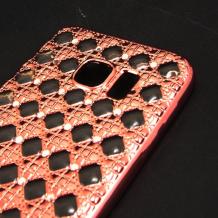 Луксозен силиконов калъф / гръб / TPU 3D с камъни за Samsung Galaxy S7 G930 - Rose Gold / ромбове