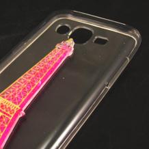 Силиконов калъф / гръб / TPU 3D за Samsung Galaxy J5 J500 - прозрачен / розова Айфелова кула