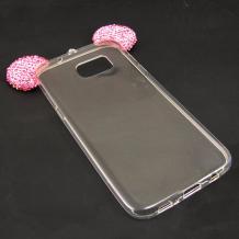Луксозен силиконов калъф / гръб / TPU за Samsung Galaxy S7 G930 - прозрачен / pink ears