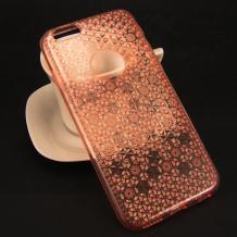 Луксозен силиконов калъф / гръб / TPU за Apple iPhone 6 Plus / iPhone 6S Plus - Rose Gold / прозрачен / орнаменти