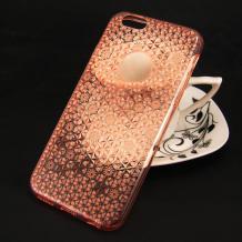 Луксозен силиконов калъф / гръб / TPU за Apple iPhone 6 Plus / iPhone 6S Plus - Rose Gold / прозрачен / орнаменти