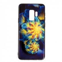 Луксозен силиконов калъф / гръб / TPU с Popsocket за Samsung Galaxy S9 G960 - жълто цвете / абстрактен