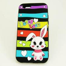 Силиконов калъф / гръб / TPU 3D за Apple iPhone 6 / iPhone 6S - черен / зайче / Bunny Love