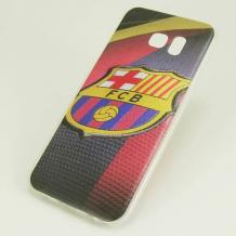 Ултра тънък силиконов калъф / гръб / TPU Ultra Thin за Samsung Galaxy S7 Edge G935 - FC Barcelona / цветен