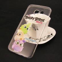 Ултра тънък силиконов калъф / гръб / TPU Ultra Thin за Samsung Galaxy S7 Edge G935 - прозрачен / Angry Birds / Hatchlings