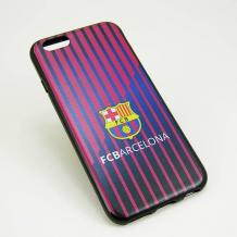 Силиконов калъф / гръб / TPU за Apple iPhone 5 / iPhone 5S / iPhone SE - синьо и червено райе / FC Barcelona