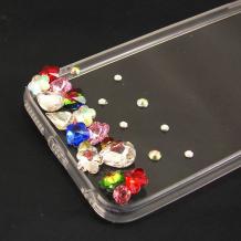 Луксозен силиконов калъф / гръб / TPU с камъни за Apple iPhone 6 Plus / iPhone 6S Plus - прозрачен / многоцветни камъни