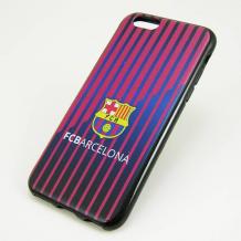 Силиконов калъф / гръб / TPU за Apple iPhone 6 / iPhone 6S - синьо и червено райе / FC Barcelona