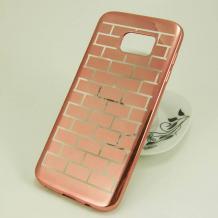 Силиконов калъф / гръб / TPU за Samsung Galaxy S7 Edge G935 - Rose Gold / правоъгълници