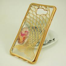 Луксозен силиконов калъф / гръб / TPU 3D за Samsung Galaxy S7 Edge G935 - прозрачен със златисто / русалка