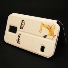 Кожен калъф Flip тефтер Flexi със стойка за Samsung G900 Galaxy S5 / Galaxy S5 Neo G903 - The Angry Birds Movie / Chuck