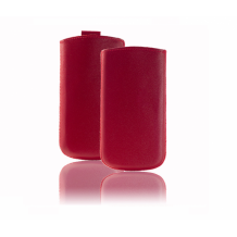 Кожен калъф с издърпване за HTC Desire 600 - червен