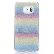 Луксозен силиконов калъф / гръб / TPU 2in1 за Samsung Galaxy S7 G930 - цикламен / брокат / Art 1