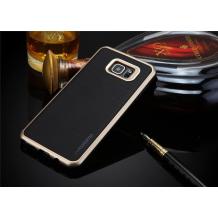 Луксозен силиконов калъф / гръб / TPU ROYCE за Samsung Galaxy S7 Edge G935 - черен / бронзов кант
