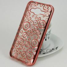 Силиконов калъф / гръб / TPU за Samsung Galaxy J5 J500 - прозрачен с кръгове / Rose Gold