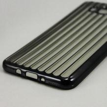 Силиконов калъф / гръб / TPU 3D за Samsung Galaxy J7 2016 J710 - прозрачен / тъмно сив кант