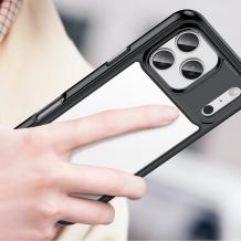 Оригинален удароустойчив гръб / Space Case iPhone 17 Pro Max - прозрачен кейс със черен кант 