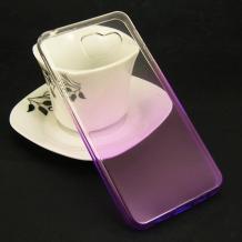 Силиконов калъф / гръб / TPU за Samsung Galaxy A3 2016 A310 - 2в1 / прозрачен с лилаво