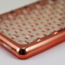 Силиконов калъф / гръб / TPU 3D за Huawei P9 Lite - прозрачен / звездички и коронки / Rose Gold кант