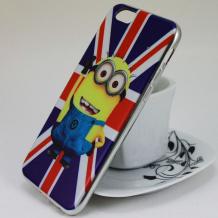 Луксозен ултра тънък силконов калъф / гръб / TPU Ultra Thin за Apple iPhone 5 / iPhone 5S / iPhone SE - British Flag / Minion