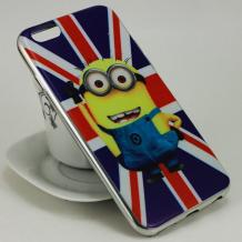 Луксозен ултра тънък силконов калъф / гръб / TPU Ultra Thin за Apple iPhone 5 / iPhone 5S / iPhone SE - British Flag / Minion