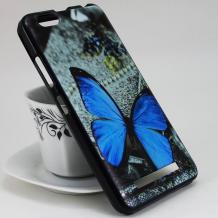 Силиконов калъф / гръб / TPU за Asus Zenfone 4 Max ZC520KL - сив / синя пеперуда