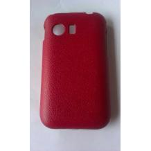 Заден предпазен твърд гръб / капак / за Samsung Galaxy Y S5360 - червен имитиращ кожа