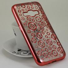 Силиконов калъф / гръб / TPU за Samsung Galaxy J7 2016 J710 - прозрачен с кръгове / Rose Gold