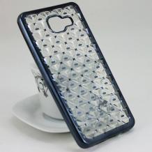 Силиконов калъф / гръб / TPU 3D за Samsung Galaxy S6 Edge G925 - прозрачен / звездички и коронки / тъмно сив кант