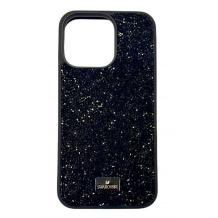 Луксозен твърд гръб Swarovski за Apple iPhone 15 (6.1) - черен / камъни