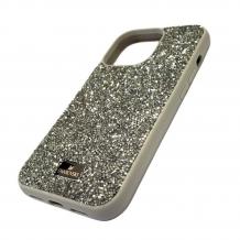 Луксозен твърд гръб Swarovski за Apple iPhone 13 Pro 6.1'' - сребрист / камъни