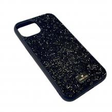 Луксозен твърд гръб Swarovski за Apple iPhone 13 Mini 5.4'' - черен / камъни